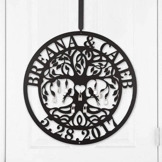 Love Locks Tree Of Life Ceremony Custom Text Metal Sign, Art, Wall Decor Laser Cut Metal Signs Custom Gift Ideas - 8 inches - metal sign