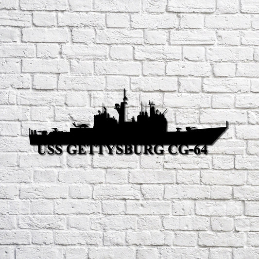 Uss Gettysburg Cg64 Navy Ship Metal Sign, Memory Wall Metal Sign Gift For Navy Veteran, Navy Ships - metal sign