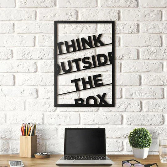 Think Outside The Box (Rectangle) Wall Art Decor Cut Metal Sign Laser Cut Metal Signs Custom Gift Ideas - 8 inches - metal sign