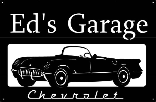 Metal Vintage Car Sign Customized With '54 Corvette Metal House Sign - 8 inches - metal sign