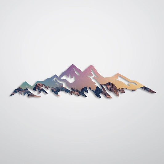 Space Mountains Metal Art Abstract Mountain Beautiful Mountain Metal Wall Decor for Bedroom Living Room - 8 inches - metal sign