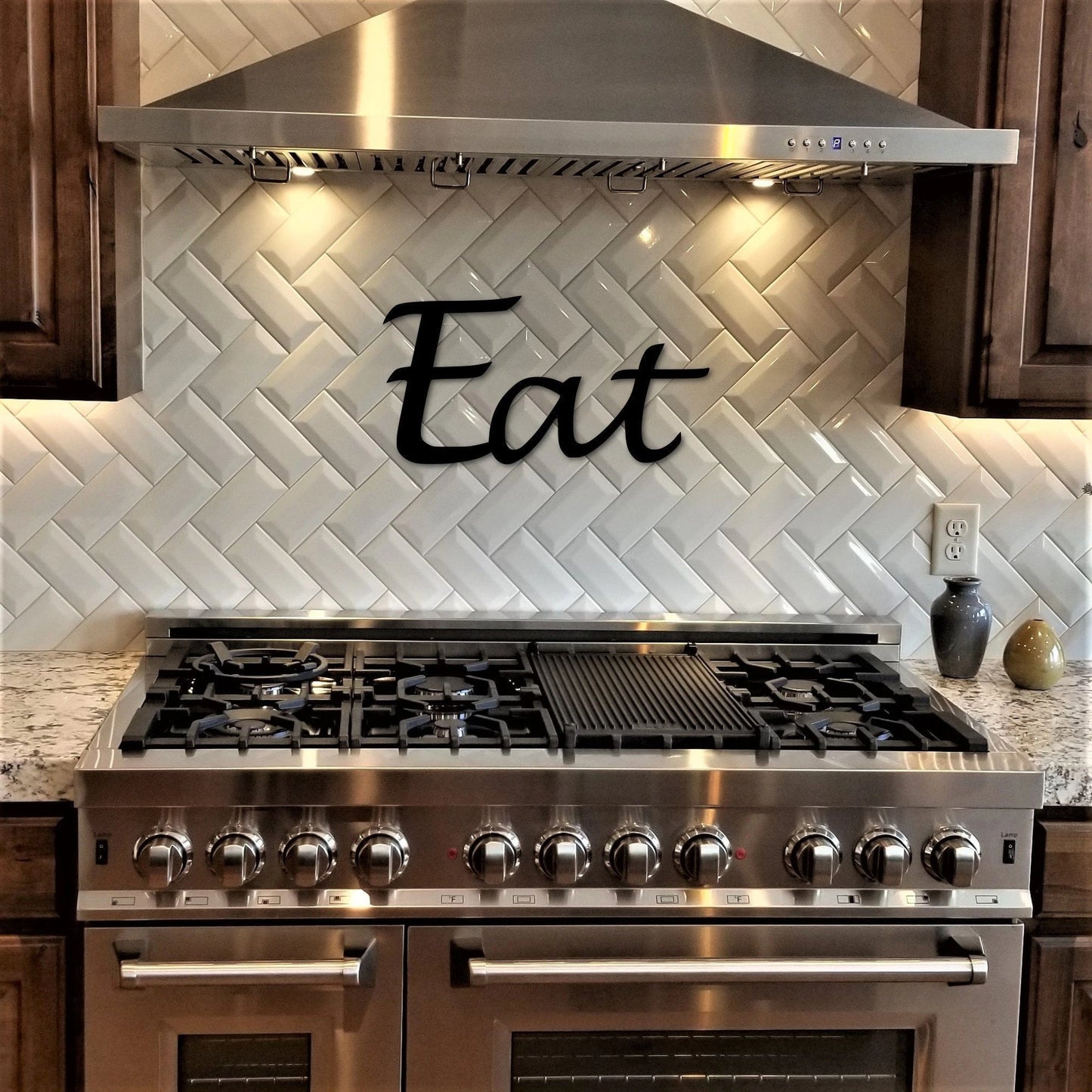 Eat Metal Sign Script Word Kitchen Sign Metal Wall Decor Word Art Kitchen Eat Sign Cursive Font Let's Eat Sign Kitchen Decor