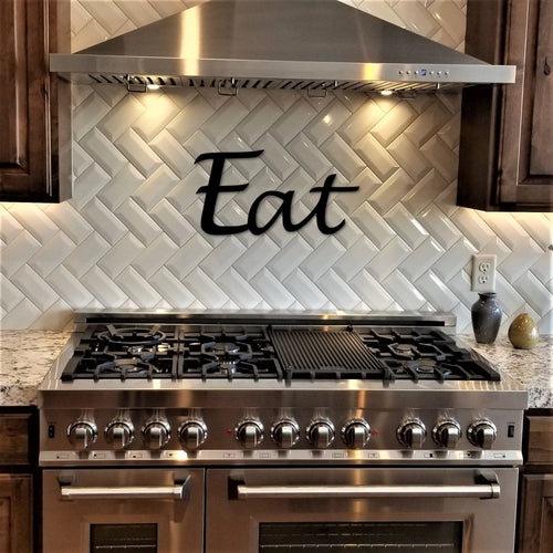Eat Metal Sign Script Word Kitchen Sign Metal Wall Decor Word Art Kitchen Eat Sign Cursive Font Let's Eat Sign Kitchen Decor