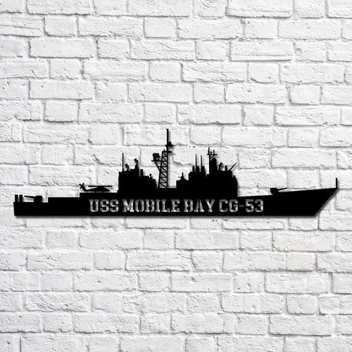 Uss Mobile Bay Cg53 Navy Ship Metal Art, Gift For Navy Veteran, Navy Ships Silhouette Metal Art, Navy Home Decor Laser Cut Metal Signs Custom Gift Ideas