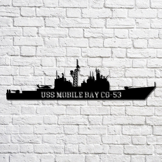 Uss Mobile Bay Cg53 Navy Ship Metal Art, Gift For Navy Veteran, Navy Ships Silhouette Metal Art, Navy Home Decor Laser Cut Metal Signs Custom Gift Ideas