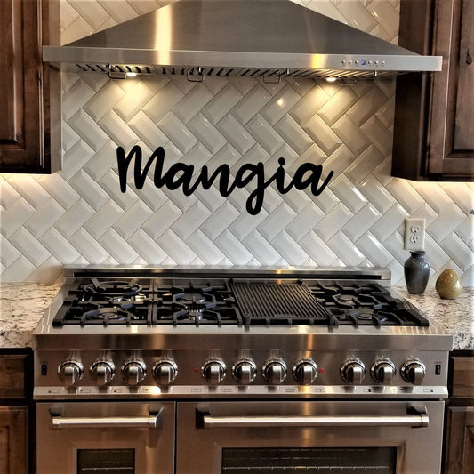 Mangia Sign Kitchen Metal Wall Art, Mangia Kitchen Sign, Italian Kitchen Decor, Eat Sign Kitchen Wall - metal sign