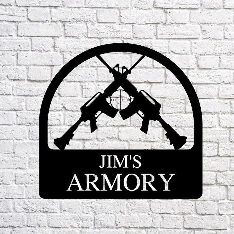 Custom Gun Sign Man Cave Sign Camp Sign Man Cave Metal Signs Man Cave Sign Personalized Gun Sign Metal Custom Man Cave Sign