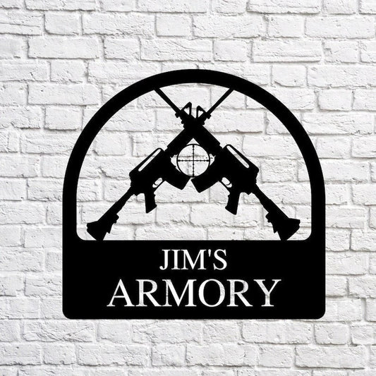 Custom Gun Sign Man Cave Sign Camp Sign Man Cave Metal Signs Man Cave Sign Personalized Gun Sign Metal Custom Man Cave Sign - 8 inches - metal sign