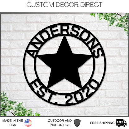 Christmas Gift, Family Name Metal Star Sign, Metal Wall Art, Housewarming Gift, Wedding Gift, Personalized Metal Wall Art, Custom Metal Sign Laser Cut Metal Signs Custom Gift Ideas