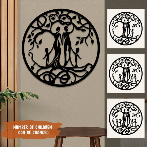 Customized Number Of Members In Family Tree Of Life Metal Sign, Wall Decoration Laser Cut Metal Signs Custom Gift Ideas
