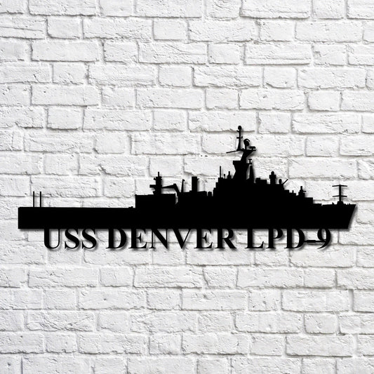 Uss Denver Lpd9 Navy Ship Metal Art, Custom Us Navy Ship Cut Metal Sign, Gift For Navy Veteran, Navy - metal sign
