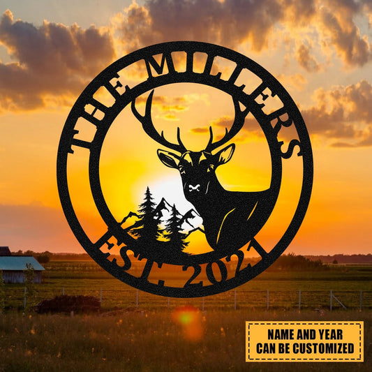 Deer Hunting Hunter Metal Sign Monogram, Custom Cabin, Lodge, Wall Decor, Art Gift For Him, Metal Laser - metal sign