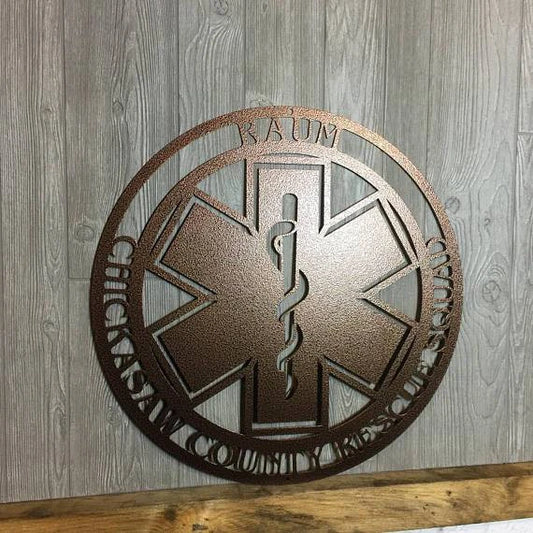 Star Of Life Paramedic Emt Sign, Cut Metal Sign, Metal Wall Art, Metal House Sign Laser Cut Metal Signs Custom Gift Ideas - 8 inches - metal sign