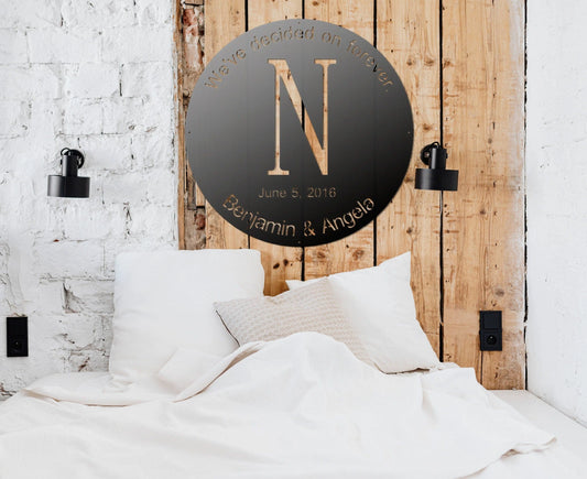 Metal Monogram Sign, Initial Metal Sign, Iron Anniversary Gift, Personalized Gift, Gift For Couple Laser - wedding detail