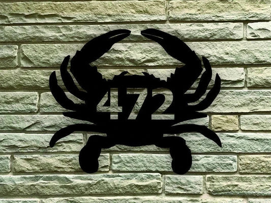 Crab Themed Custom Address Steel House Sign Laser Cut Metal Signs Custom Gift Ideas - 8 inches - metal sign