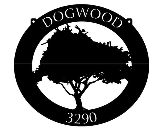 Custom Metal Sign With Tree In Round Frame Metal House Sign - 8 inches - metal sign