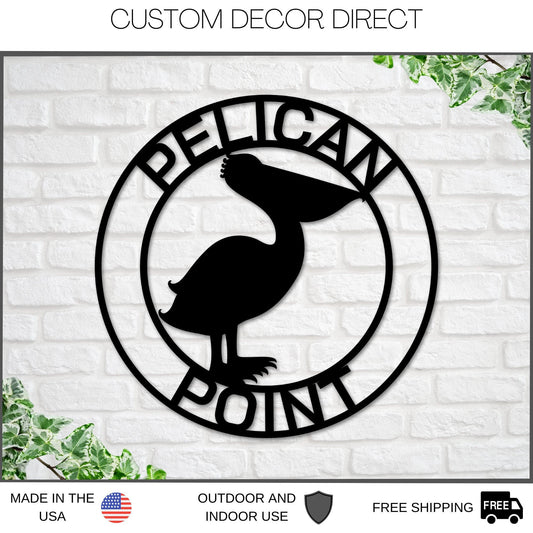 Personalized Metal Pelican Sign, Customizable Door Hanger Or Wall Art, Pelican Sign, Last Name Sign - metal sign