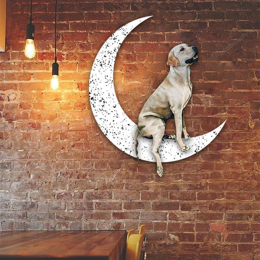 Dog Metal Sign Labrador Retriever Sit On The Moon Gift for Dog Lover - 8 inches - metal sign