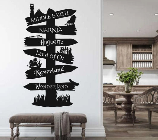 Storybook Signpost Metal Sign, Metal Wall Art, Home Decor, Metal Laser Cut Metal Signs Custom Gift Ideas - 8 inches - metal sign