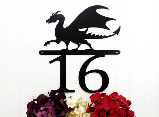 Dragon Outdoor Metal House Number Sign Black, Custom Sign, Address Plaque, Outdoor Sign, Metal House - metal sign