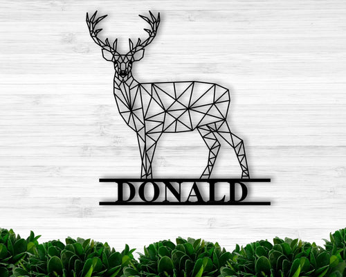 Personalized Geometric Deer Custom Deer Sign Metal Deer Sign Kids Room Decor Wildlife Decornursery Decor Wildlife Art