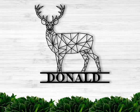Personalized Geometric Deer Custom Deer Sign Metal Deer Sign Kids Room Decor Wildlife Decornursery Decor Wildlife Art - 8 inches - metal sign