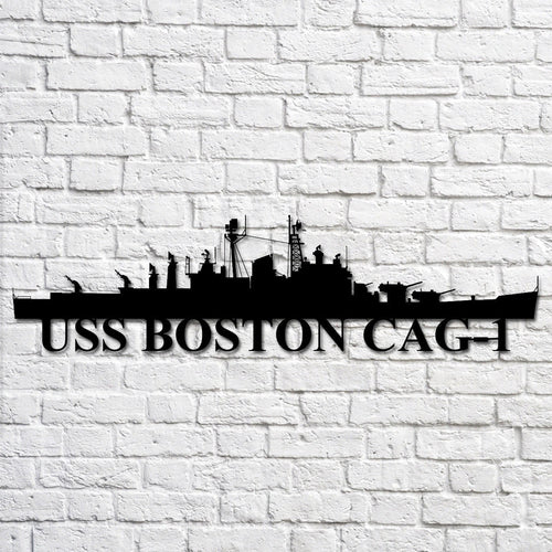 Uss Boston Cag1 Navy Ship Metal Art, Custom Us Navy Ship Cut Metal Sign, Gift For Navy Veteran, Navy Ships Silhouette Metal Art, Navy Home Decor Laser Cut Metal Signs Custom Gift Ideas