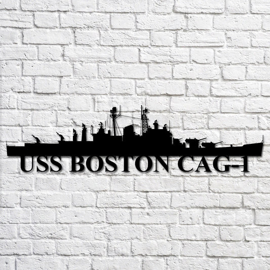 Uss Boston Cag1 Navy Ship Metal Art, Custom Us Navy Ship Cut Metal Sign, Gift For Navy Veteran, Navy - metal sign