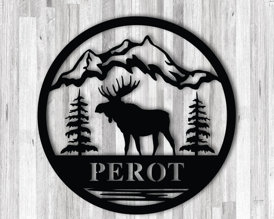 Metal Moose Sign Personalize Moose Metal Sign Last Name Moose Sign For Outdoor Personalize Metal Sign Outdoor Name Outdoor Name Sign - 8 inches - metal sign