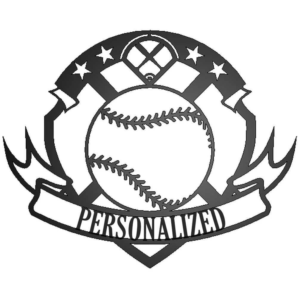 Personalized Name Baseball Metal Wall Sign, Cut Metal Sign, Wall Metal Art Laser Cut Metal Signs Custom Gift Ideas