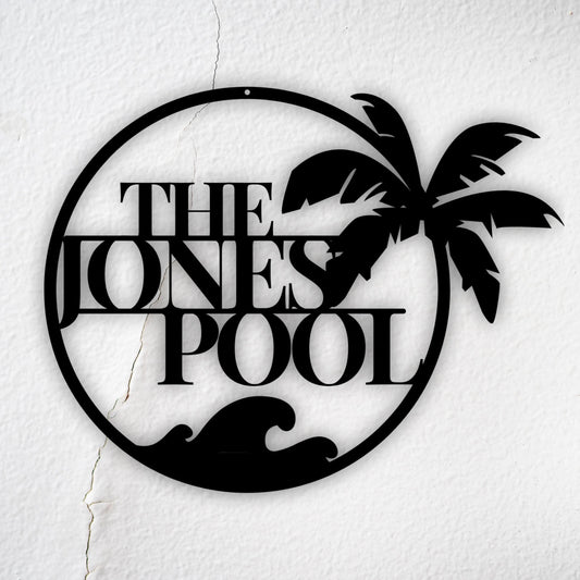Personalized Family Pool Palm Tree Metal Sign,family Pool Sign, Swimming Pool Metal Sign, Custom Pool - metal sign
