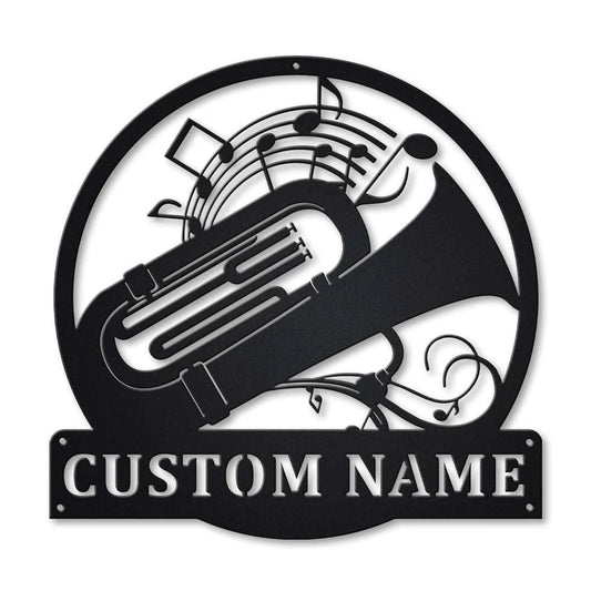 Personalized Tuba Music Monogram Metal Sign Art, Custom Tuba Music Monogram Metal Sign, Tuba Music Gifts - metal sign