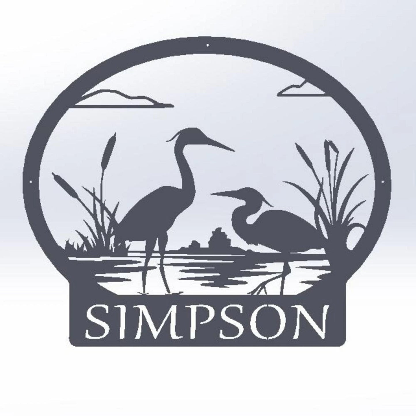 Monogram Crane Nature Beach House Lake House Metal Personalized Wedding Gift Housewarming Gift Weatherproof