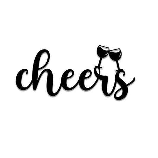 Personalized Cheers Wine Glass Metal Bar Sign, Metal Laser Cut Metal Signs Custom Gift Ideas - 8 inches - metal sign