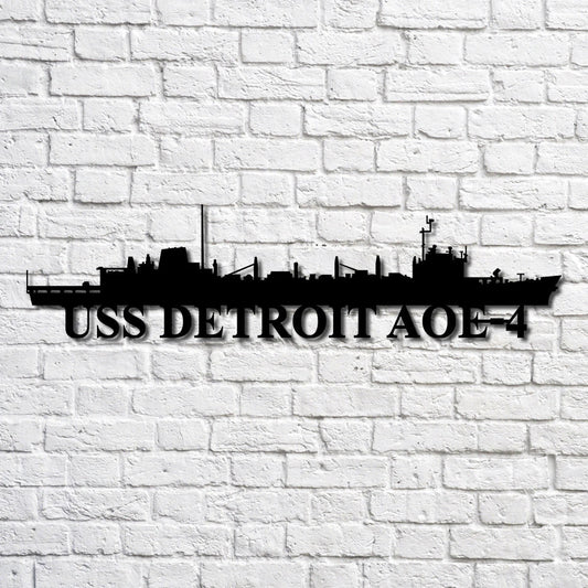 Uss Detroit Aoe4 Navy Ship Metal Art, Custom Us Navy Ship Cut Metal Sign, Gift For Navy Veteran, Navy - metal sign