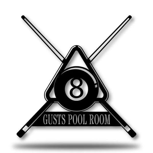 Pool Table Monogram Customized Metal Signs, Custom Metal Sign, Custom Signs, Metal Sign, Metal Laser Cut Metal Signs Custom Gift Ideas - 8 inches - metal sign