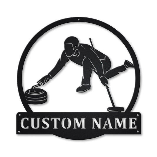 Personalized Curling Sport Monogram Metal Sign Art, Custom Curling Sport Metal Sign, Hobbie Gifts, Sport - metal sign