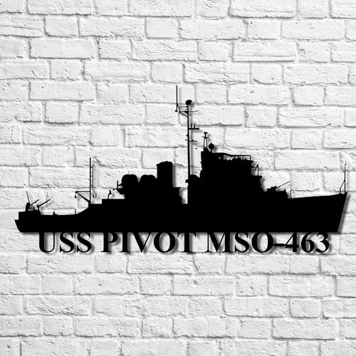Uss Pivot Mso463 Navy Ship Metal Art, Gift For Navy Veteran, Navy Ships Silhouette Metal Art, Navy Home Decor Laser Cut Metal Signs Custom Gift Ideas