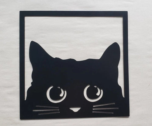 Cat Peeking (Square) Wall Art Cut Metal Sign Laser Cut Metal Signs Custom Gift Ideas