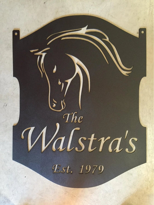 Metal Horse Sign Arabian Horse Head Sign Metal House Sign - 8 inches - metal sign