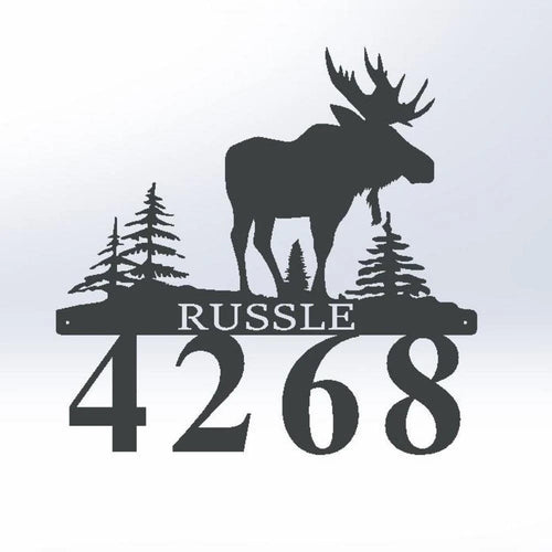 Nature Moose Cabin Lodge Address Sign Metal Sign Personalized Wedding Gift Housewarming Gift Address Weatherproof Cut Metal Sign