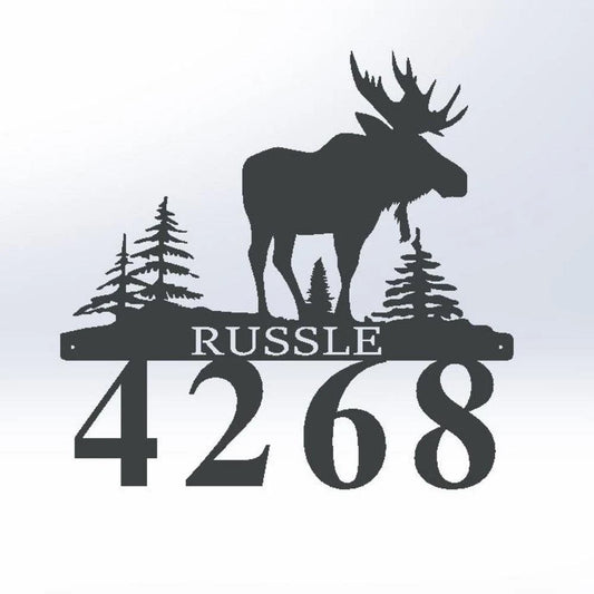 Nature Moose Cabin Lodge Address Sign Metal Sign Personalized Wedding Gift Housewarming Gift Address Weatherproof Cut Metal Sign - 8 inches - metal sign