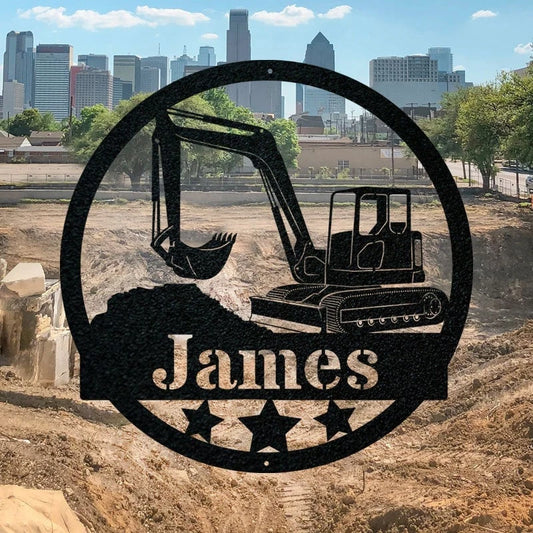 Construction Mini Excavator Customized Sign - 8 inches - metal sign
