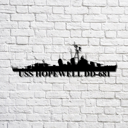 Uss Hopewell Dd681 Navy Ship Metal Art, Custom Us Navy Ship Cut Metal Sign, Gift For Navy Veteran, Navy Ships Silhouette Metal Art, Navy Home Decor Laser Cut Metal Signs Custom Gift Ideas