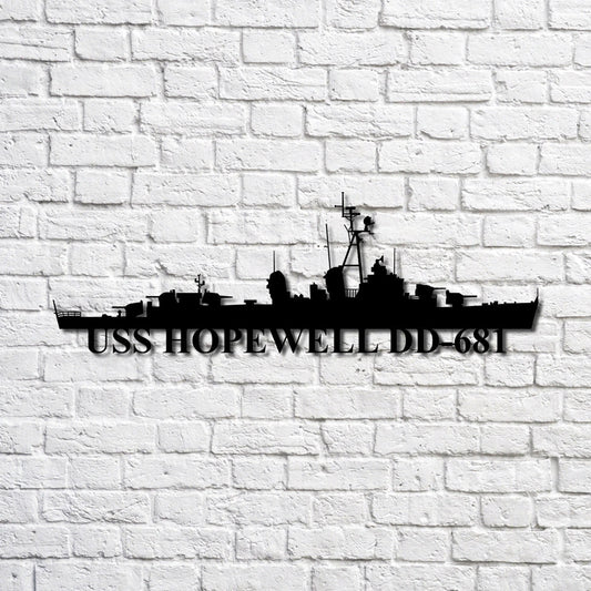 Uss Hopewell Dd681 Navy Ship Metal Art, Custom Us Navy Ship Cut Metal Sign, Gift For Navy Veteran, Navy - metal sign