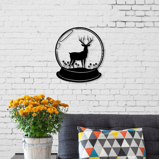 Deer Globe Modern for Animal Lovers Decor Wall Art Cut Metal Sign Laser Cut Metal Signs Custom Gift Ideas - 8 inches - metal sign