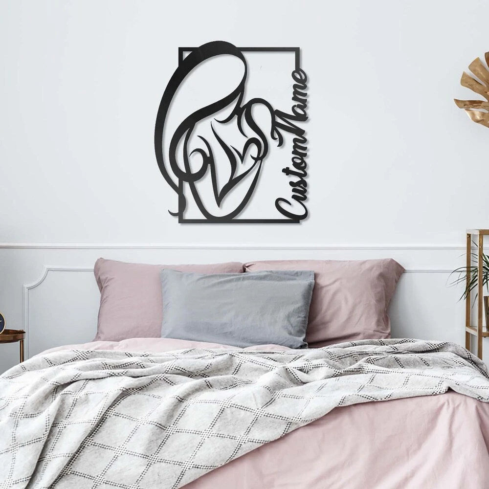 Custom Name Heart Mother and Daughter Metal House Sign