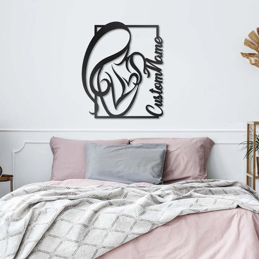 Custom Name Heart Mother and Daughter Metal House Sign - 8 inches - metal sign