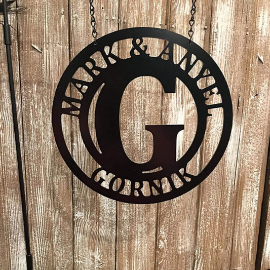 Monogram Door Sign Or Wall Decor Personalized Family Name, Cut Metal Sign, Wall Metal Sign Laser Cut Metal Signs Custom Gift Ideas - 8 inches - metal sign