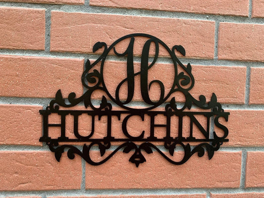Personalized Last Name Metal Sign Outdoor Monogram Initial Letter Housewarming Gift Wall Hanging Front - wedding detail